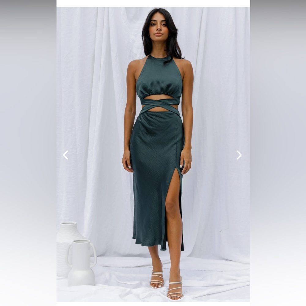 Forest Green Cut Out Midi Dress
